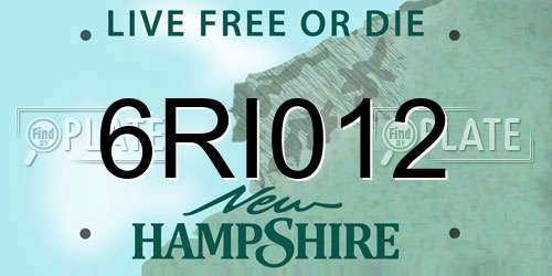 6RI012 New Hampshire License Plate