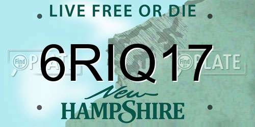 6RIQ17 New Hampshire License Plate
