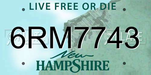 6RM7743 New Hampshire License Plate