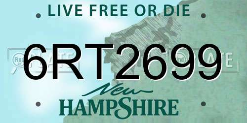 6RT2699 New Hampshire License Plate