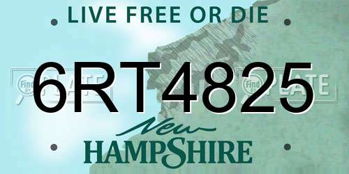 6RT4825 New Hampshire License Plate