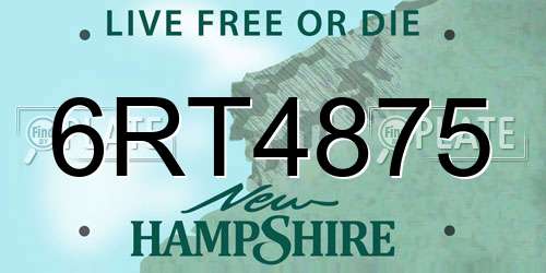 6RT4875 New Hampshire License Plate