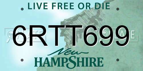 6RTT699 New Hampshire License Plate