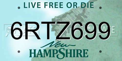 6RTZ699 New Hampshire License Plate