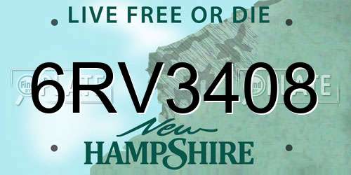 6RV3408 New Hampshire License Plate