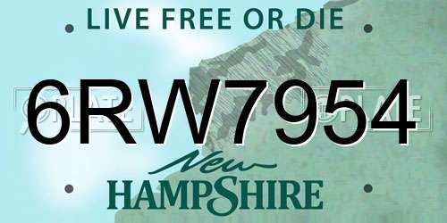 6RW7954 New Hampshire License Plate