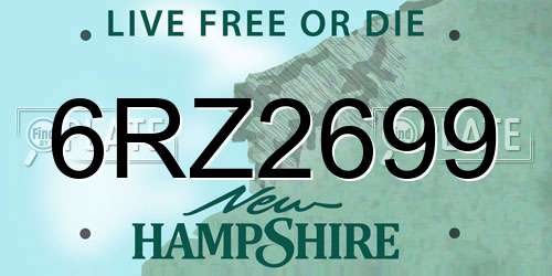 6RZ2699 New Hampshire License Plate