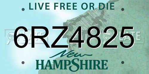 6RZ4825 New Hampshire License Plate