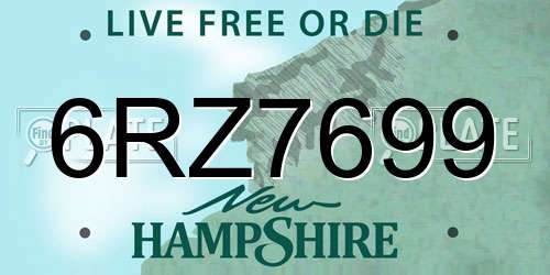 6RZ7699 New Hampshire License Plate