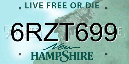 6RZT699 New Hampshire License Plate