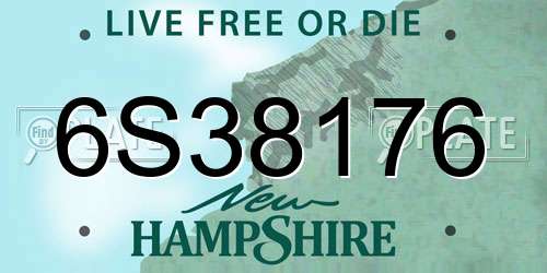 6S38176 New Hampshire License Plate