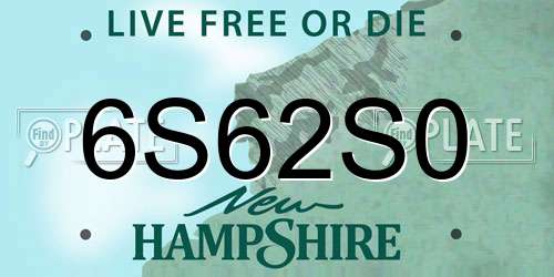 6S62S0 New Hampshire License Plate