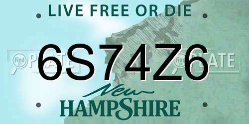 6S74Z6 New Hampshire License Plate