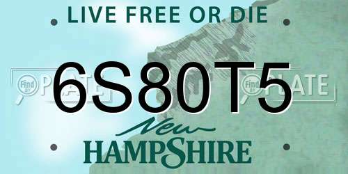 6S80T5 New Hampshire License Plate