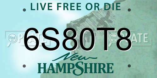 6S80T8 New Hampshire License Plate