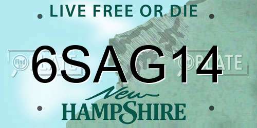 6SAG14 New Hampshire License Plate