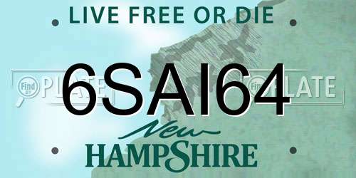 6SAI64 New Hampshire License Plate
