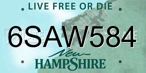 6SAW584 New Hampshire License Plate