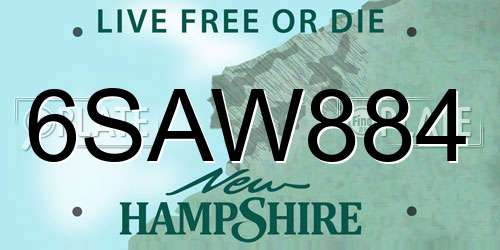 6SAW884 New Hampshire License Plate
