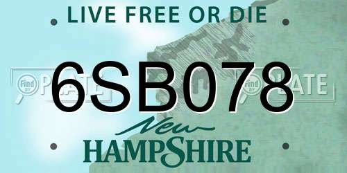 6SB078 New Hampshire License Plate