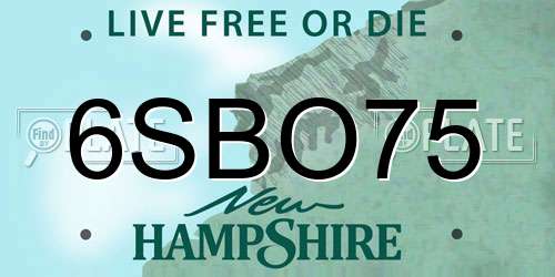 6SBO75 New Hampshire License Plate