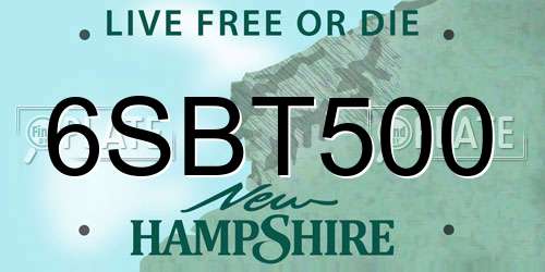 6SBT500 New Hampshire License Plate