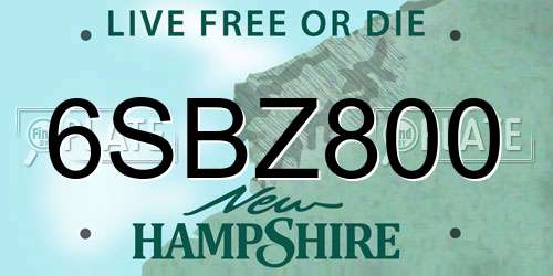 6SBZ800 New Hampshire License Plate