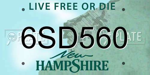 6SD560 New Hampshire License Plate