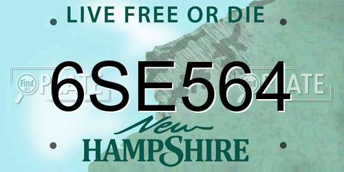 6SE564 New Hampshire License Plate