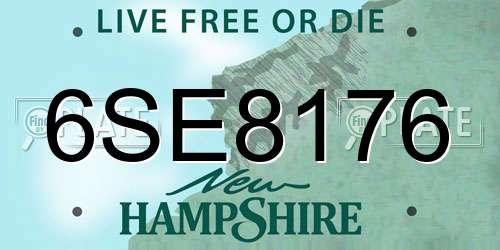 6SE8176 New Hampshire License Plate