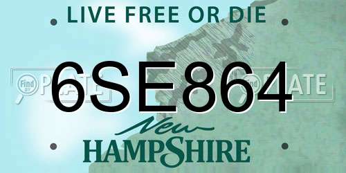 6SE864 New Hampshire License Plate