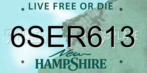 6SER613 New Hampshire License Plate