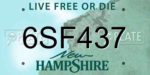 6SF437 New Hampshire License Plate