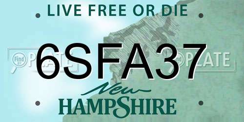 6SFA37 New Hampshire License Plate