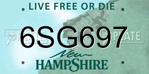 6SG697 New Hampshire License Plate