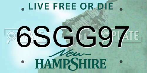 6SGG97 New Hampshire License Plate