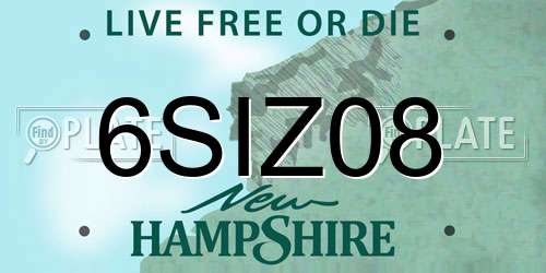 6SIZ08 New Hampshire License Plate