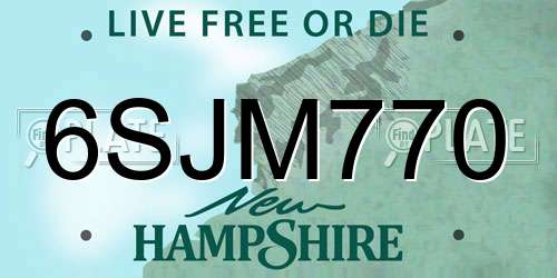 6SJM770 New Hampshire License Plate