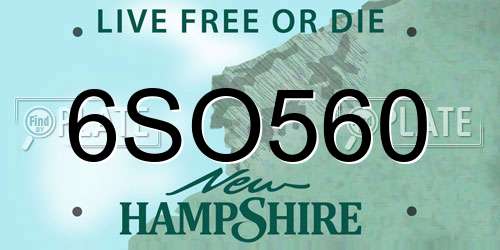 6SO560 New Hampshire License Plate