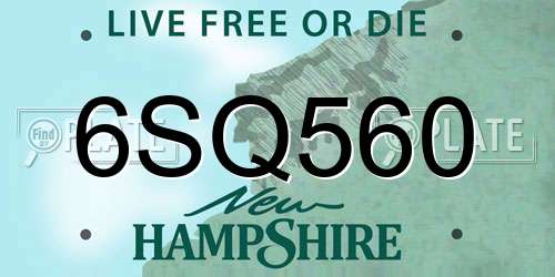 6SQ560 New Hampshire License Plate