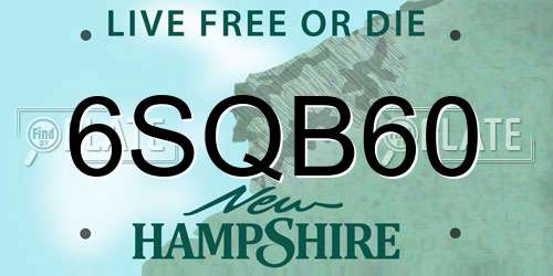 6SQB60 New Hampshire License Plate