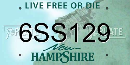 6SS129 New Hampshire License Plate