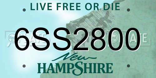 6SS2800 New Hampshire License Plate