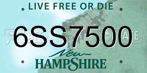 6SS7500 New Hampshire License Plate
