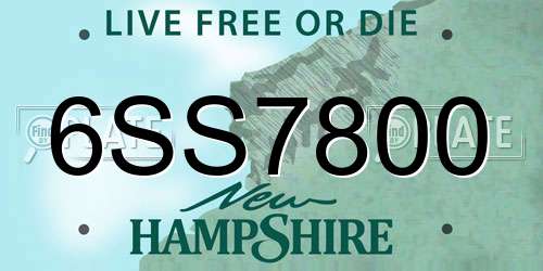 6SS7800 New Hampshire License Plate