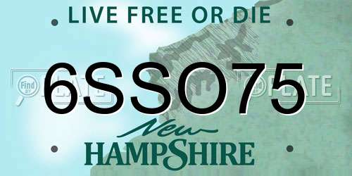 6SSO75 New Hampshire License Plate