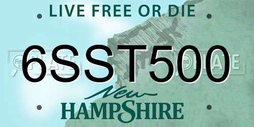 6SST500 New Hampshire License Plate