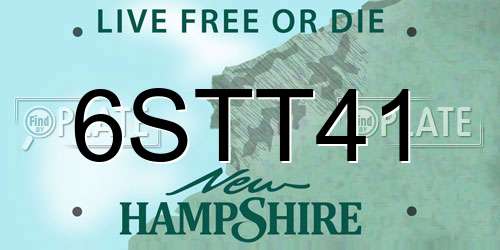 6STT41 New Hampshire License Plate