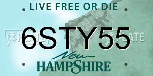 6STY55 New Hampshire License Plate