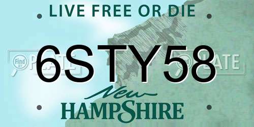 6STY58 New Hampshire License Plate